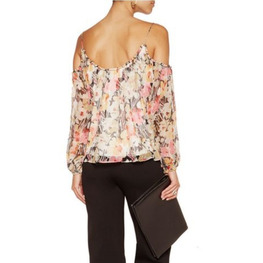 Elizabeth & James Marylin Cold Shoulder Silk Floral Top Size M Medium - Picture 6 of 11